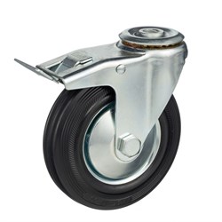 Колесо  поворотное с тормозом с отверстием под болт 12мм Стелла-техник 4005-125 - фото 343239