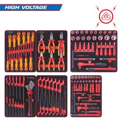 Набор инструментов "HIGH VOLTAGE" для тележки, 6 ложементов, 117 предметов KING TONY 932-117VEMRVD TONY - фото 681973