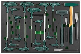 Набор торцевых ключей, молотков и зубил Jonnesway 21 предмет в ложементе H10121SV