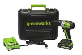 Аккумуляторная ударная дрель-шуруповерт GreenWorks GD24DD60K2 в кейсе 3704107UA