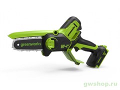 Пила цепная аккумуляторная GREENWORKS G24MCS10 24V без АКБ и ЗУ мини Greenworks 2008207 Пила цепная аккумуляторная GREENWORKS G24MCS10 24V без АКБ и ЗУ мини Greenworks 2008207